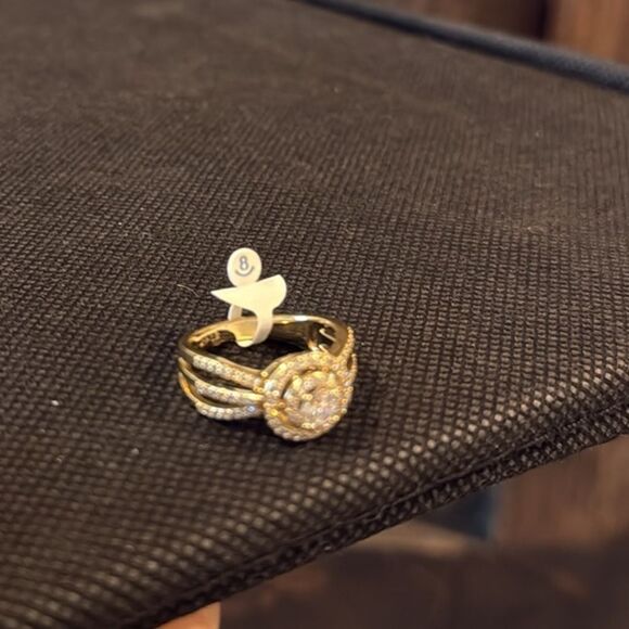 Elegant 14K Gold Plated Diamond Princess Ring - Picture 7 of 7